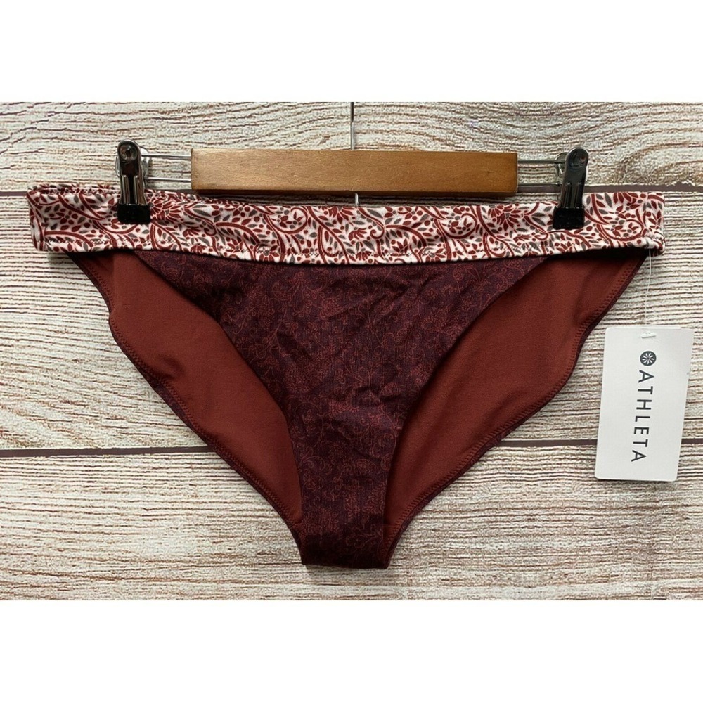 Athleta Bikini Bottom Womens Size Large Aqualuxe‎ Batik Mid Swimsuit Bottom New